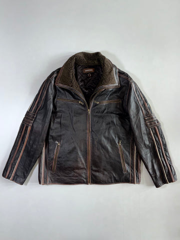 Danier Shearling Collar Leather Jacket (XL/2Xl)