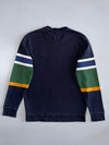 Lacoste Colour Block Stripe Sleeve Crewneck Sweatshirt in Navy (M)