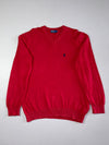 Polo Ralph Lauren Red V-Neck Cotton Knit Sweater – (L)