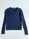Polo Ralph Lauren Cable Knit V-Neck Sweater – Navy (XS)