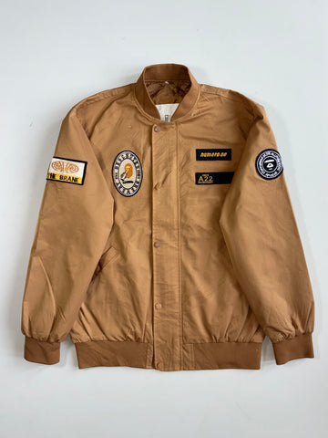 Vintage Multi-Patch Varsity Bomber Jacket(L)