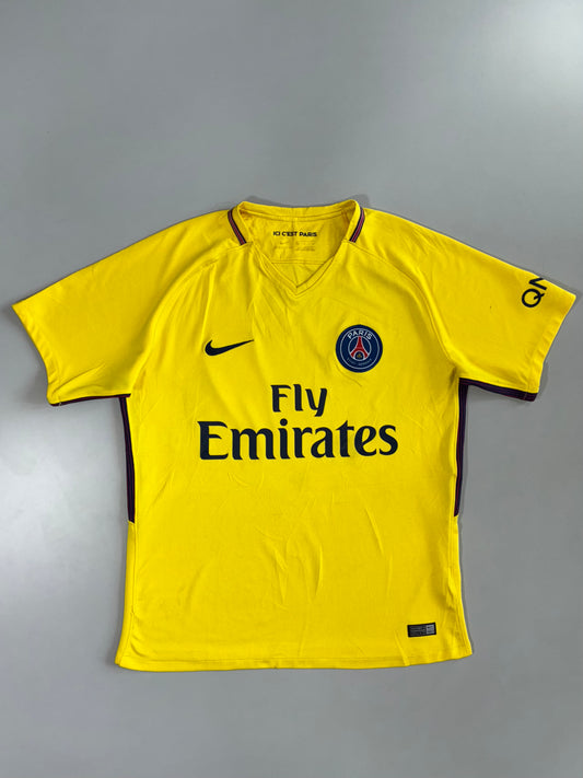 Nike Paris Saint-Germain PSG 2017-18 Authentic Away Fly Emirates Ici C’est Paris Yellow Football Jersey (M)