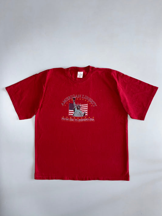 American Liberty — From Sea to Shining Sea” Vintage Souvenir Tee in Red (2XL)