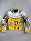 Vintage Etch Leder’s Riding Gare Pure Leather Motorcycle Racing Jacket (Paded) (S/M)