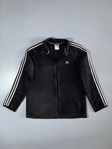 Adidas Black Fleece Track Jacket with White Stripes (L)