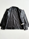 Black Faux Leather Asymmetric Zip Biker Jacket (S)