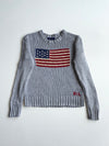 Polo Ralph Lauren Hand-Knit American Flag Sweater – Heather Grey (XS)