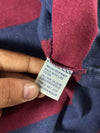 Vintage Polo by Ralph Lauren Navy & Burgundy Striped Long Sleeve Rugby Polo (L)