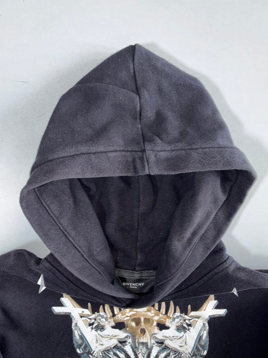 Givenchy Paris Baroque Skull Crest Graphic Hoodie (M)