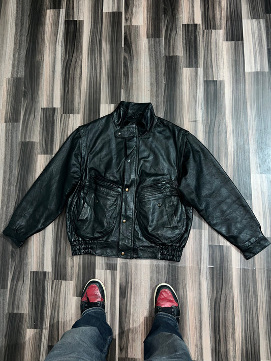 ZDETACHABLE SLEEVES Original Leather jacket (Make it half) (XL/2Xl)