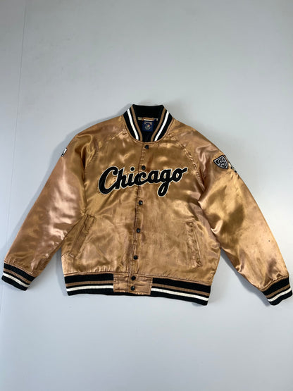ZAuthentic Majestic 90s Vintage Chicago Embroidered Jacket (SUPER RARE) Brown (L)