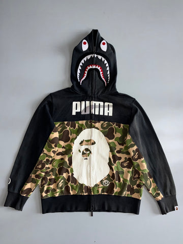 A Bathing Ape x Puma Shark Full-Zip Hoodie ABC Camo & Ape Head Black Rare Collab Piece (XL)