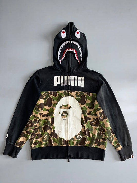 A Bathing Ape x Puma Shark Full-Zip Hoodie ABC Camo & Ape Head Black Rare Collab Piece (XL)