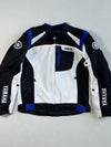 Yamaha Mesh Motorcycle Riding Jacket White/Black/Blue, Reflective Strip Padded (M)