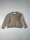Ami Paris Ami de Coeur V-Neck Knit Sweater – Taupe Melange (XXS)