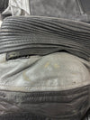 Vintage Lookwell Leather Motorcycle Pants – Black Silver Panel Racing Biker Trousers (W:36) (L:44)