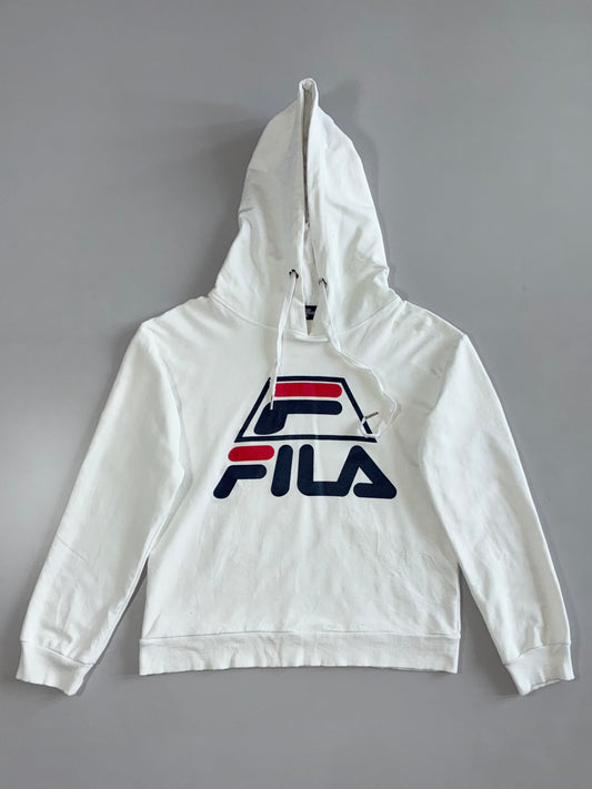 FILA White Italia Heritage Big Logo Hoodie (XS)