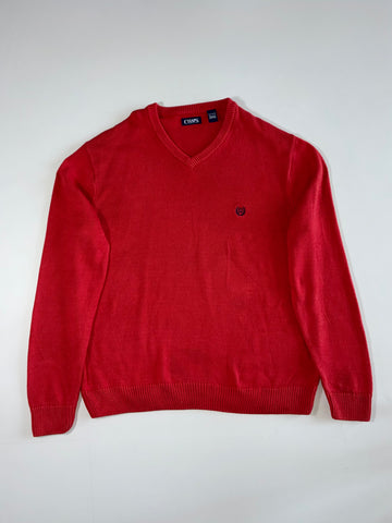 Chaps Classic V-Neck Cotton Knit Sweater – Red (2XL)