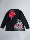 Japanese Koi Fish Sakura Red Sun Fully Embroidered Tshirt (2XL)