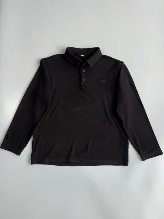 Fila Black Long Sleeve Polo Shirt (XL)