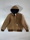 Carhartt Active Hooded Jacket Tan Duck Canvas, Quilt Lined (M)