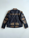 Refree Biker Racing Jacket Suede Panel – Navy/Brown (2XL)