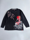 Japanese Koi Fish Sakura Red Sun Fully Embroidered Tshirt (2XL)