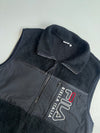 FILA Biella Italia Sherpa Fleece Zip-Up Vest – Black(L)