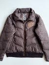 Vintage Japanese Brown Faux-Suede Puffer Jacket – Studded Embroidery (M)
