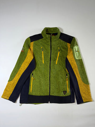 Goral Colorblock Knit Fleece Zip Jacket – Green & Mustard (XL)
