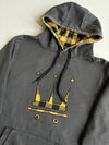 Y2K Dada Skate Team Supreme Crown Logo Hoodie with Buffalo Plaid Hood(XL)