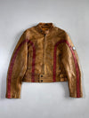 Belstaff Black Prince Weatherproof Leather Jacket Striped Racer Jacket (S)