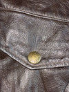 Vintage Brown Leather Flight Bomber Jacket – Embossed U.S. Force Eagle, Brass Snap Buttons (XL)