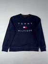Tommy Hilfiger Big Logo Spellout Navy Crewneck Sweatshirt (L)