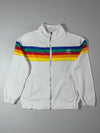 Vintage Adidas Rainbow Stripe Fleece Track Jacket – White (M)