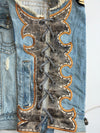 Rare Harley-Davidson “Dang Jin” Eagle Engine Lace-Up Denim Biker Vest(M)