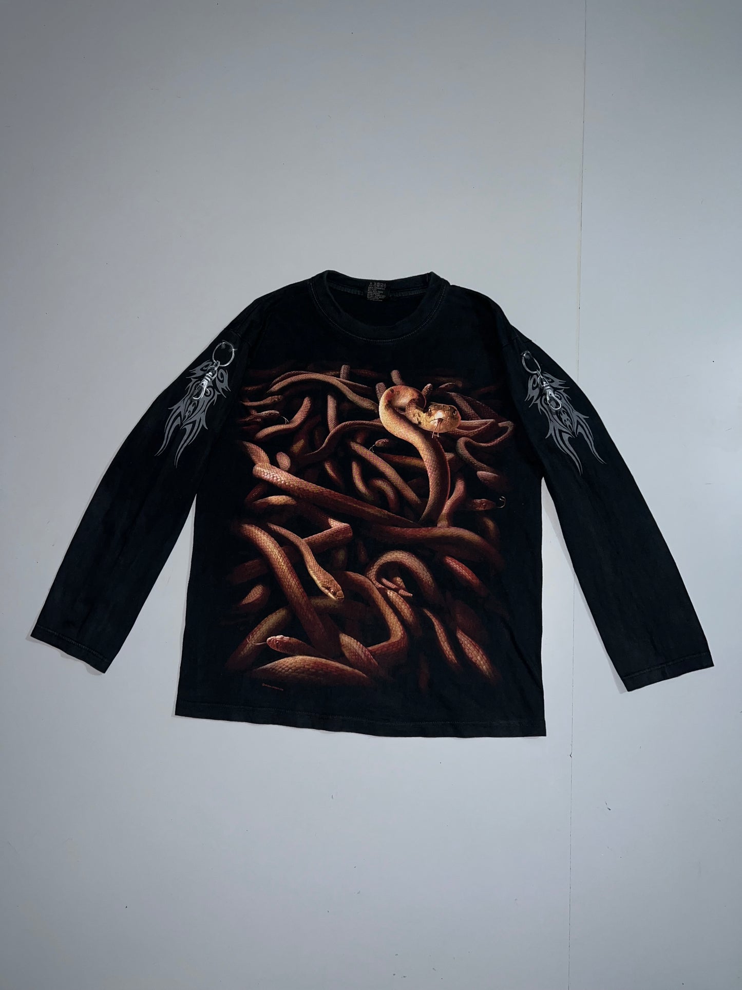 !                                             Spiral 'Snake Pit' Long Sleeved T-Shirt (GOTHIC) Size - (M/S)