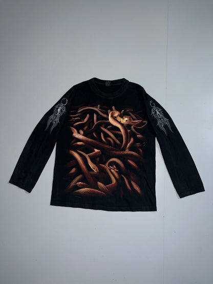 !                                             Spiral 'Snake Pit' Long Sleeved T-Shirt (GOTHIC) Size - (M/S)