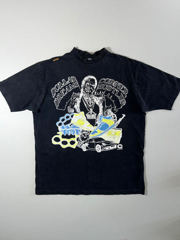 Akademiks "Dollar Dreams Corner Hustlin" Graphic T-Shirt – Black (2XL)
