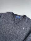 Polo Ralph Lauren Charcoal Grey Merino Wool V-Neck Sweater (M)
