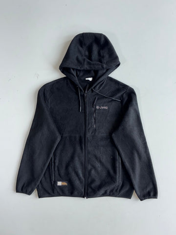Jeep Black Zip-Up Hooded Fleece Jacket (XL)