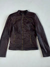 Simon B. Collection Leather Café Racer Jacket – Dark Brown Women’s (XS)