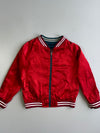 Japanese Souvenir Sukajan Crane Bonsai Embroidered Reversible Satin Bomber Jacket Teal (S)