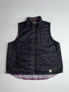 Carhartt Reversible Plaid Vest Grey/Maroon Zip front, flannel one side (XL)