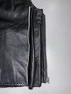 WM Fashion Black Leather Buckle Vest  Braided-Trim Biker Vest with Metal Hardware (L)