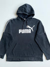 Puma Black Big Logo Hoodie – Taped Shoulder Stripe – (XL)