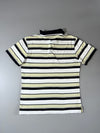 Lee Striped Polo T-Shirt — White / Black / Yellow | (L)