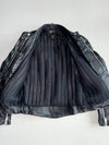 Vintage 70s/80s Made in England Black Leather Café Racer Motorcycle Jacket with Quilted Shoulders & Elbows (S)