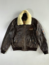 Vintage Redskins Leather Flight Bomber Jacket | Shearling Collar Detachable| G-1 Style (XL/2XL)