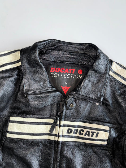 Original Ducati By Dainese Pure Italian Leather Racing Jacket Ducati Meccanica Bologna Patch (Paded) Size (S/M)